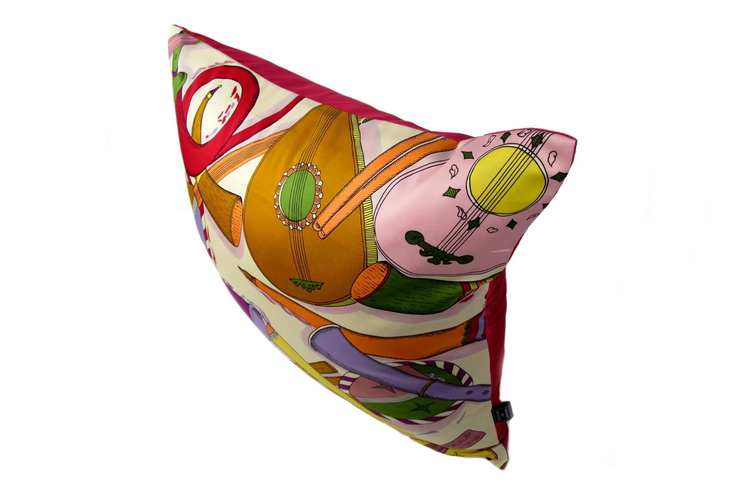 The Fornasetti ピエロフォルナセッティ&ジムトンプソンファブリック楽器柄ヴィンテージクッション ベージュNo.02 50×50cm 中材付 - HOUSE OF JAPAN Shop