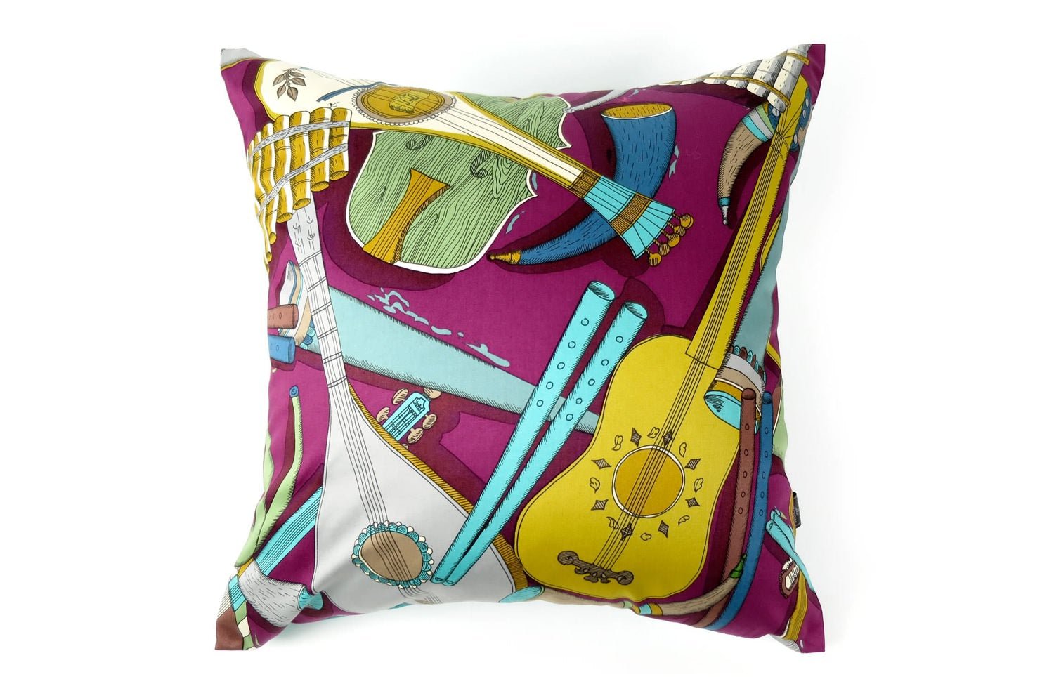 The Fornasetti ピエロフォルナセッティ&ジムトンプソンファブリック楽器柄ヴィンテージクッション パープルNo.03 50×50cm 中材付 - HOUSE OF JAPAN Shop