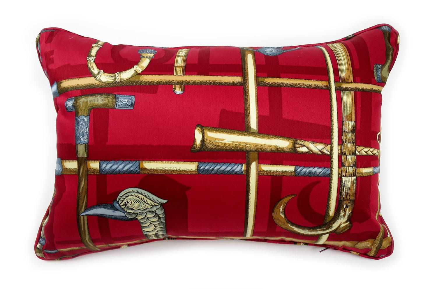 The Fornasetti ピエロフォルナセッティ Silk ヴィンテージファブリッククッション I BASTONIレッドデザイン 45×30cm 中材付 - HOUSE OF JAPAN Shop