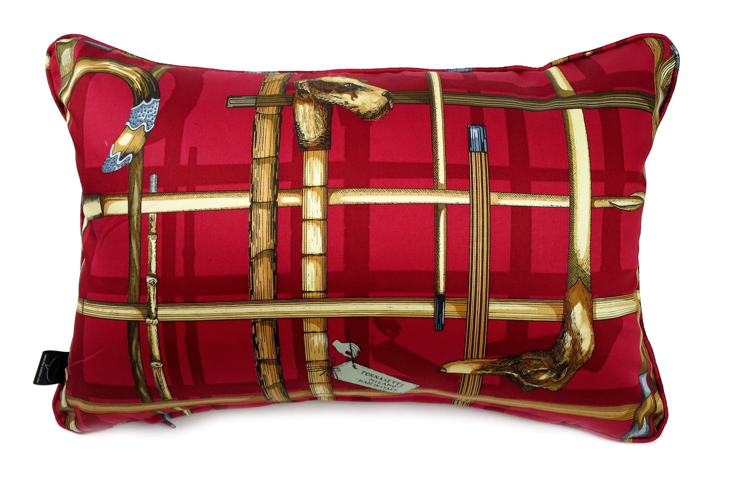The Fornasetti ピエロフォルナセッティ Silk ヴィンテージファブリッククッション I BASTONIレッドデザイン 45×30cm 中材付 - HOUSE OF JAPAN Shop