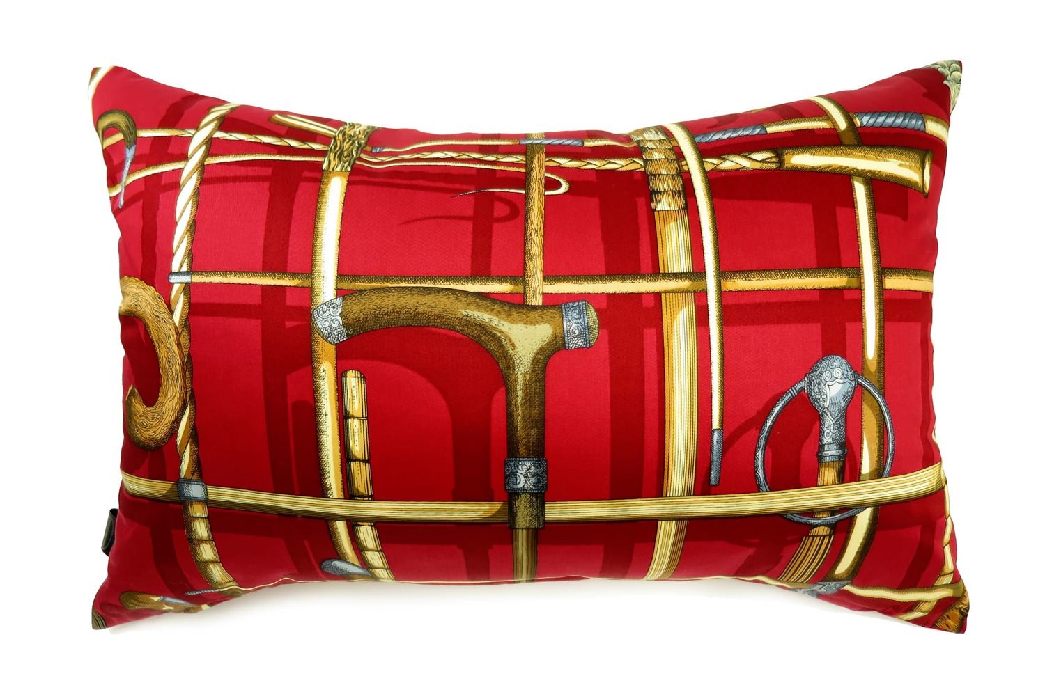 The Fornasetti ピエロフォルナセッティ Silk ヴィンテージファブリッククッション I BASTONIレッドデザイン 58×38cm 中材付 - HOUSE OF JAPAN Shop