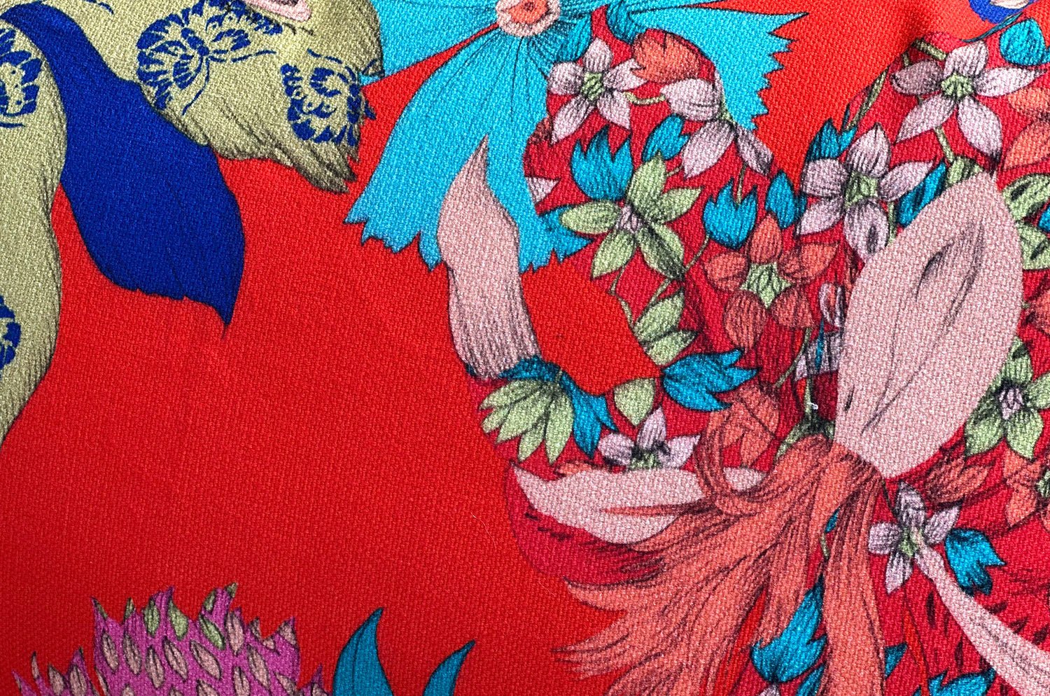 The French cotton コットン100% French&Italian キモノフラワー クッション 45×30cm 中材付 - HOUSE OF JAPAN Shop