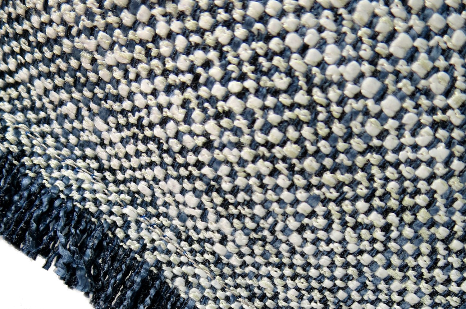 The Fringe リネンライク ジャカード ストライプ柄 フリンジ クッション インディゴ 50×30cm 中材付 - HOUSE OF JAPAN Shop