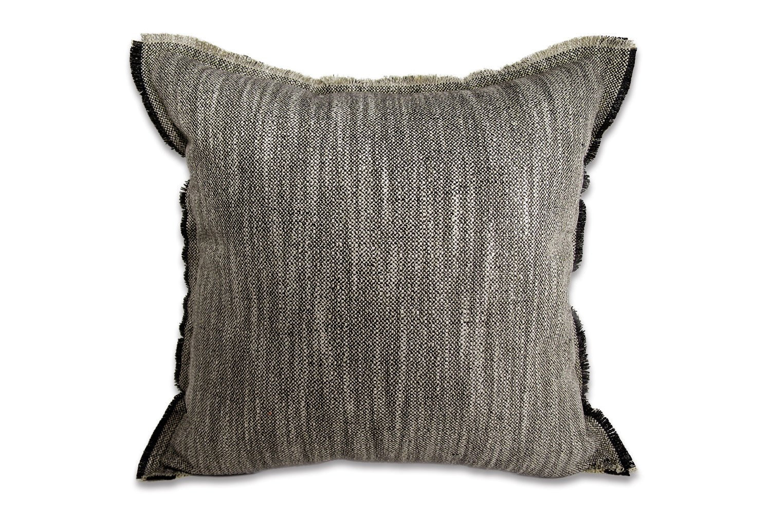 The Fringe リネンライクジャカード チェック柄フリンジ クッションカバー オニキス 50×50cm - HOUSE OF JAPAN Shop