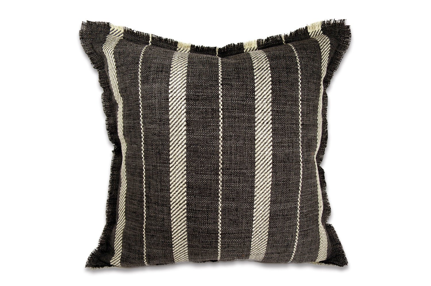 The Fringe リネンライクジャカード ストライプ柄フリンジ クッションカバー オニキス 50×50cm - HOUSE OF JAPAN Shop
