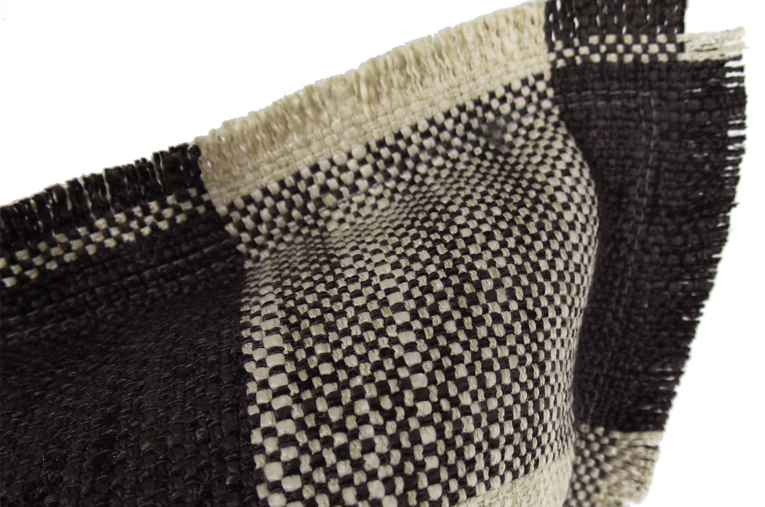 The Fringe リネンライクジャカード チェック柄フリンジ クッションカバー オニキス 50×50cm - HOUSE OF JAPAN Shop