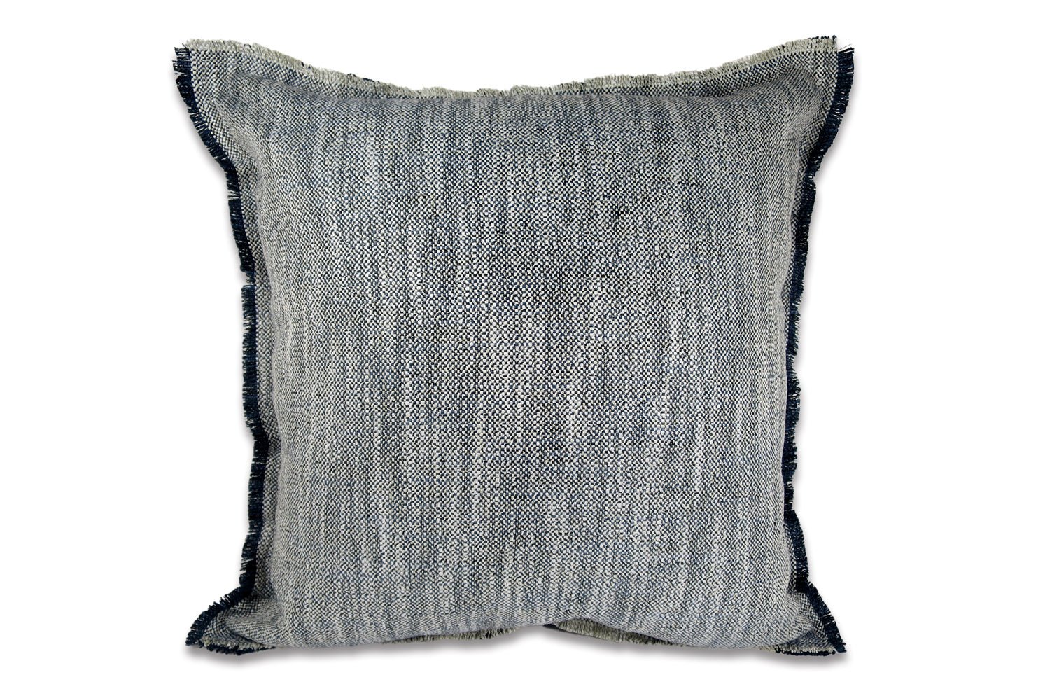 The Fringe リネンライク ジャカード ストライプ柄 フリンジ クッションカバー インディゴ 50×50cm - HOUSE OF JAPAN Shop