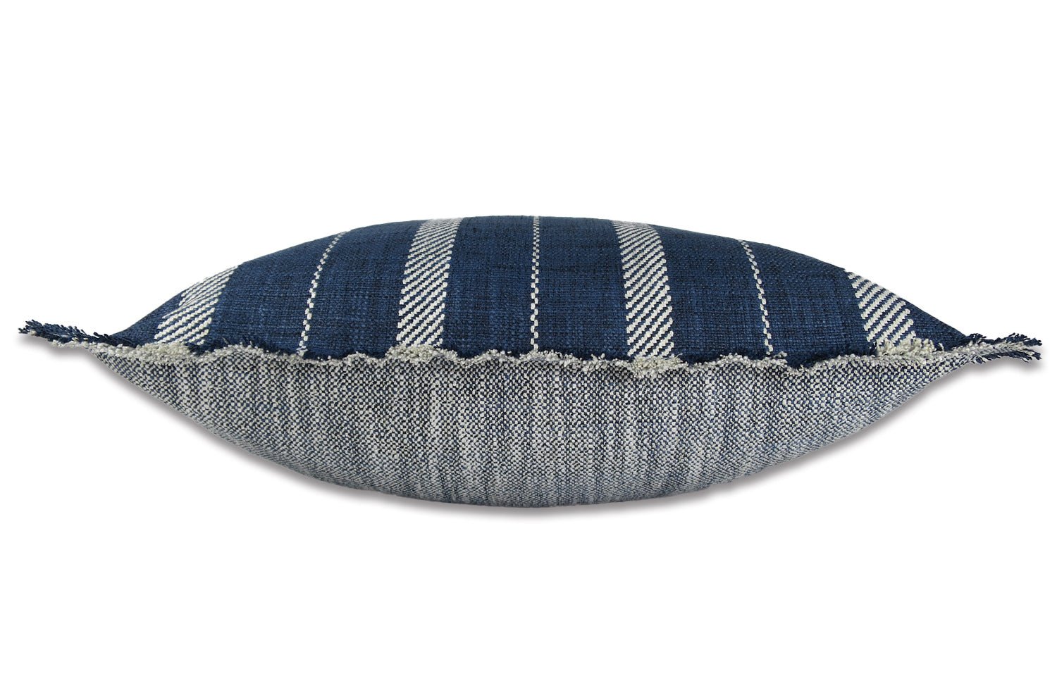 The Fringe リネンライク ジャカード ストライプ柄 フリンジ クッションカバー インディゴ 50×50cm - HOUSE OF JAPAN Shop