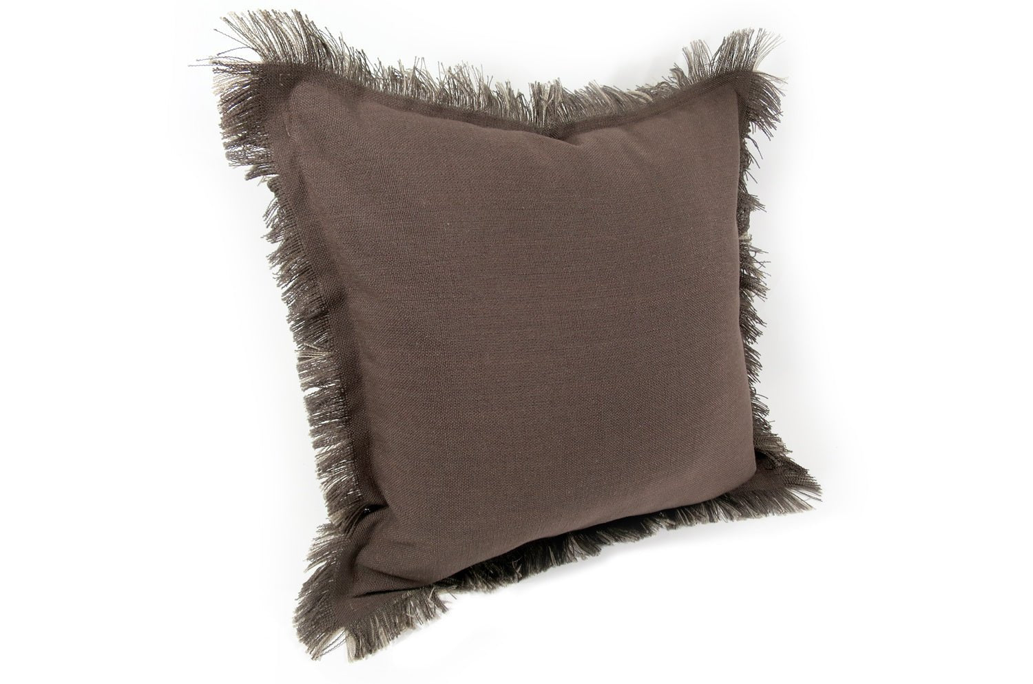 The Fringe ざっくりコットンリネン ツートンカラーフリンジクッションカバー ブラウン×ベージュ 50(60)cm - HOUSE OF JAPAN Shop