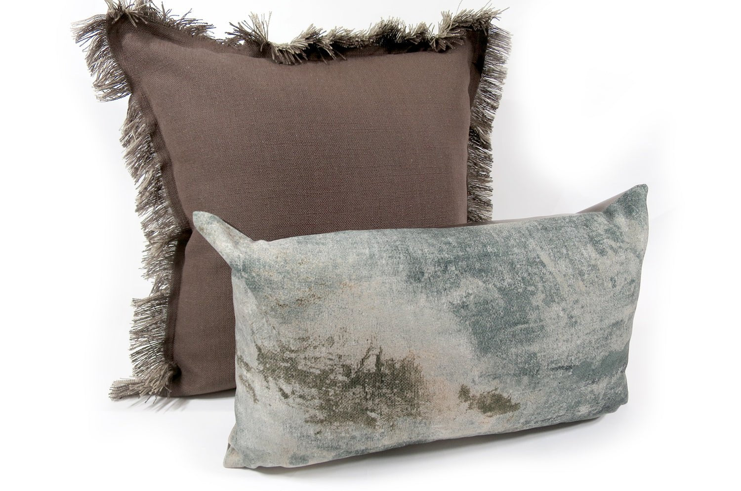 The Fringe ざっくりコットンリネン ツートンカラーフリンジクッションカバー ブラウン×ベージュ 50(60)cm - HOUSE OF JAPAN Shop
