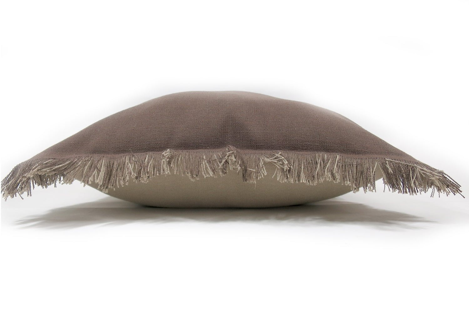 The Fringe ざっくりコットンリネン ツートンカラーフリンジクッションカバー ブラウン×ベージュ 50(60)cm - HOUSE OF JAPAN Shop
