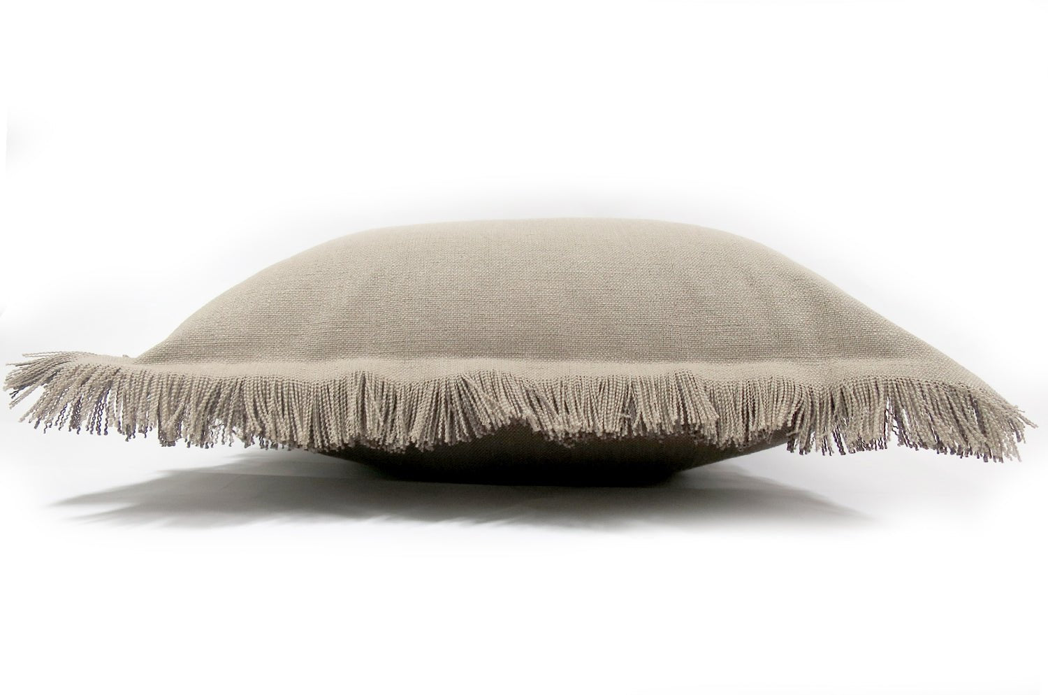 The Fringe ざっくりコットンリネン ツートンカラーフリンジクッションカバー ブラウン×ベージュ 50(60)cm - HOUSE OF JAPAN Shop