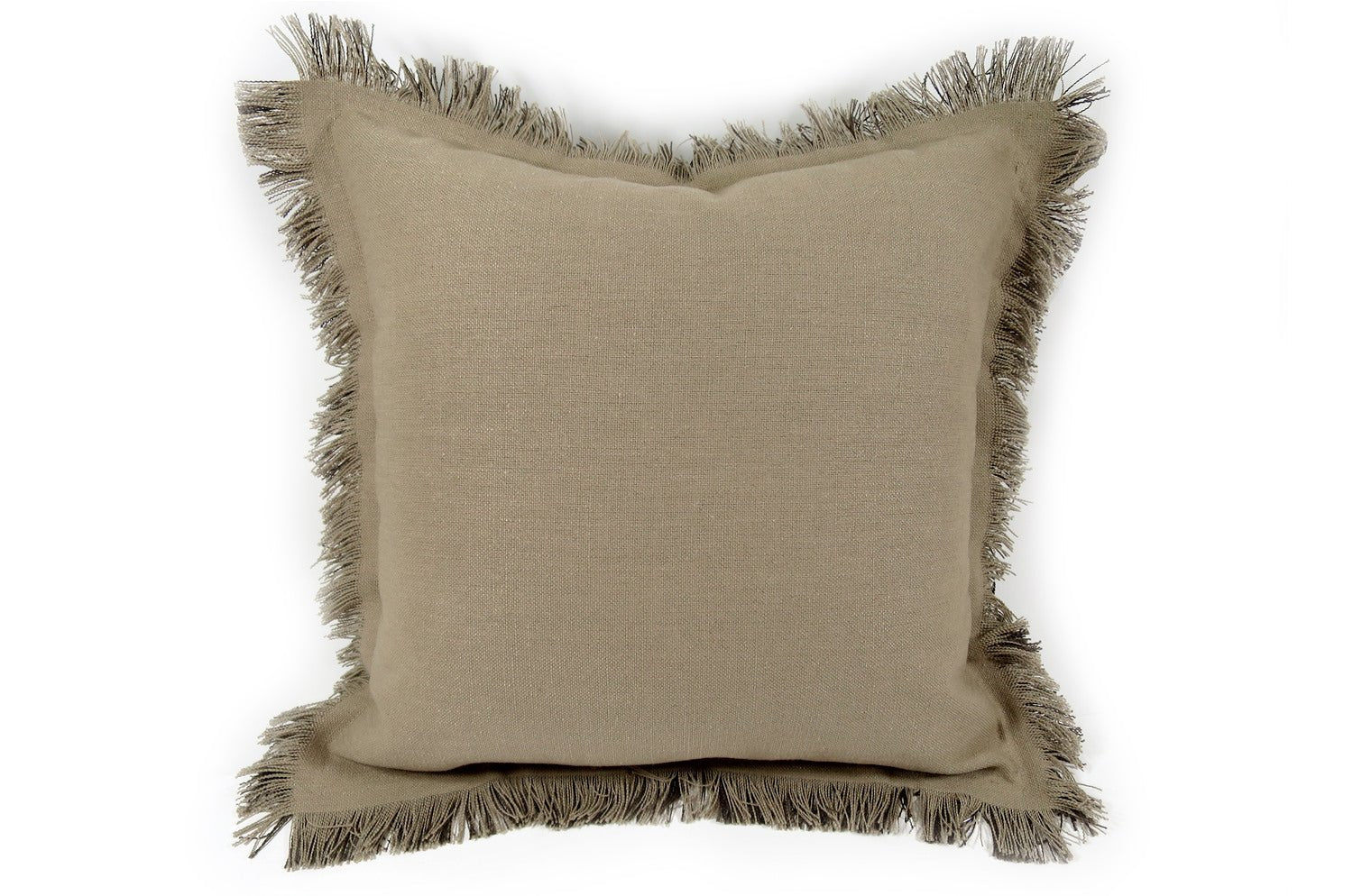 The Fringe ざっくりコットンリネン ツートンカラーフリンジクッションカバー ブラウン×ベージュ 50(60)cm - HOUSE OF JAPAN Shop