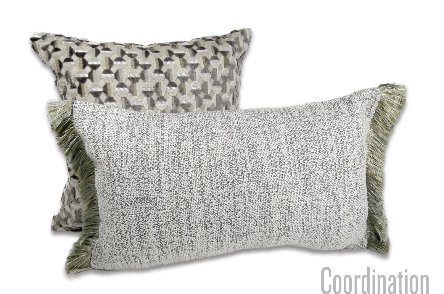 The Fringe Boucle ブークレ&フリンジクッション(ワームグレー) 50(60)×30cm 中材付 - HOUSE OF JAPAN Shop