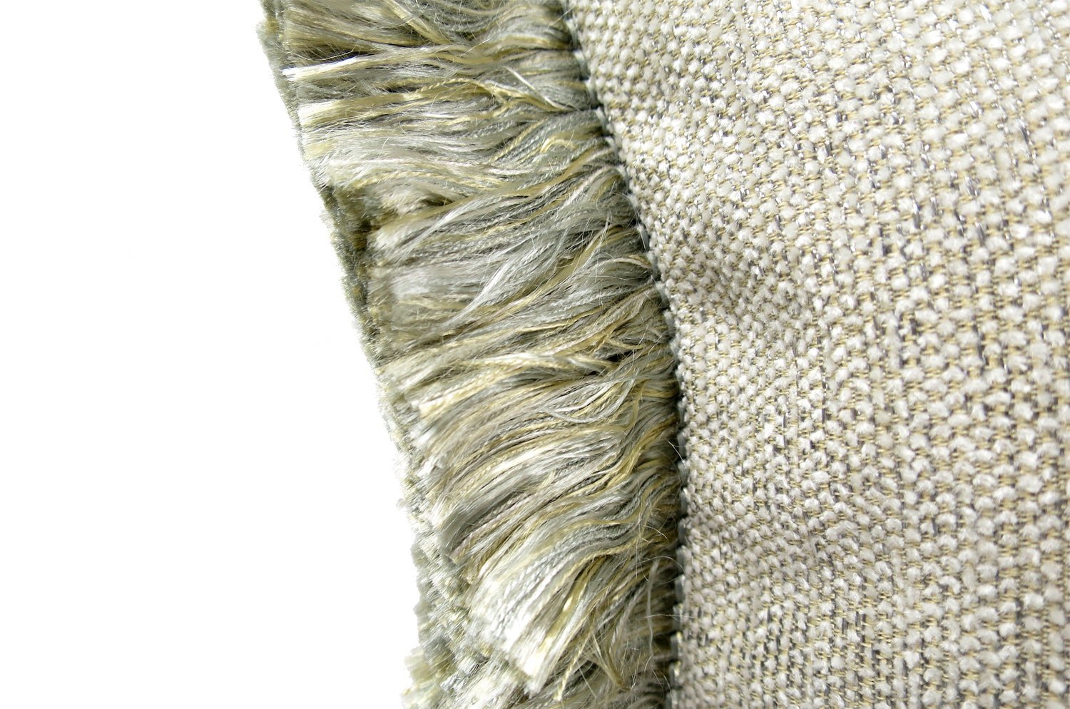 The Fringe Meta 光沢シュニールフリンジクッション クールグレー 50(60)×30cm 中材付 - HOUSE OF JAPAN Shop