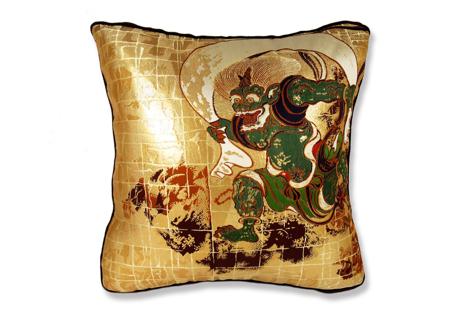 The Fujin Raijin 風神雷神図 西陣織 クッションセット 34×34×4cm 中材付 - HOUSE OF JAPAN Shop