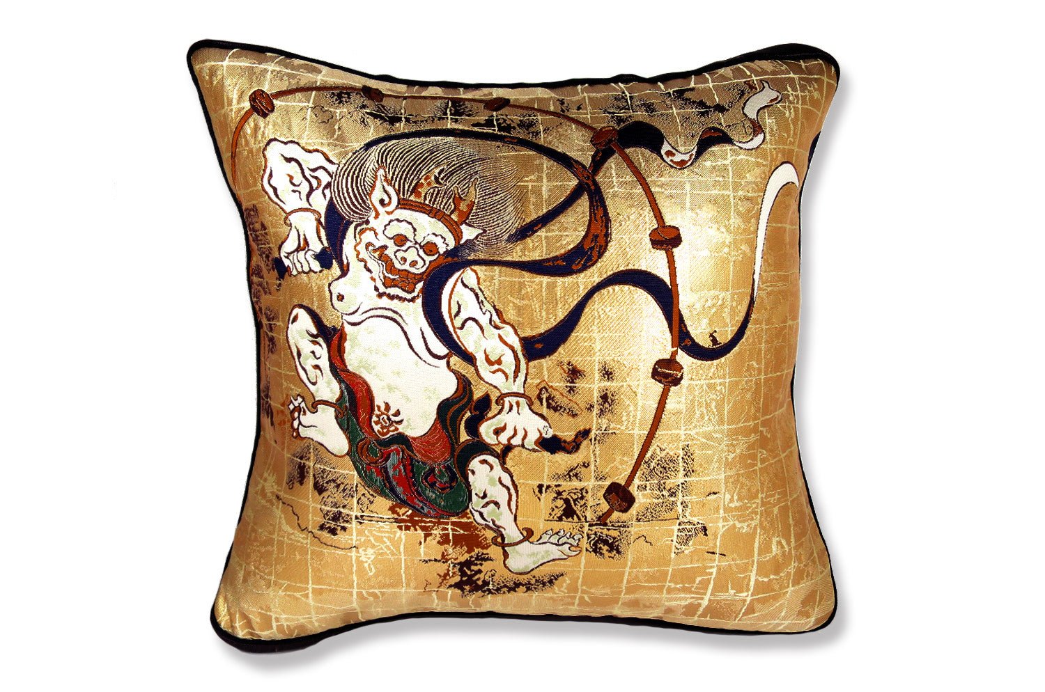 The Fujin Raijin 風神雷神図 西陣織 クッションセット 34×34×4cm 中材付 - HOUSE OF JAPAN Shop