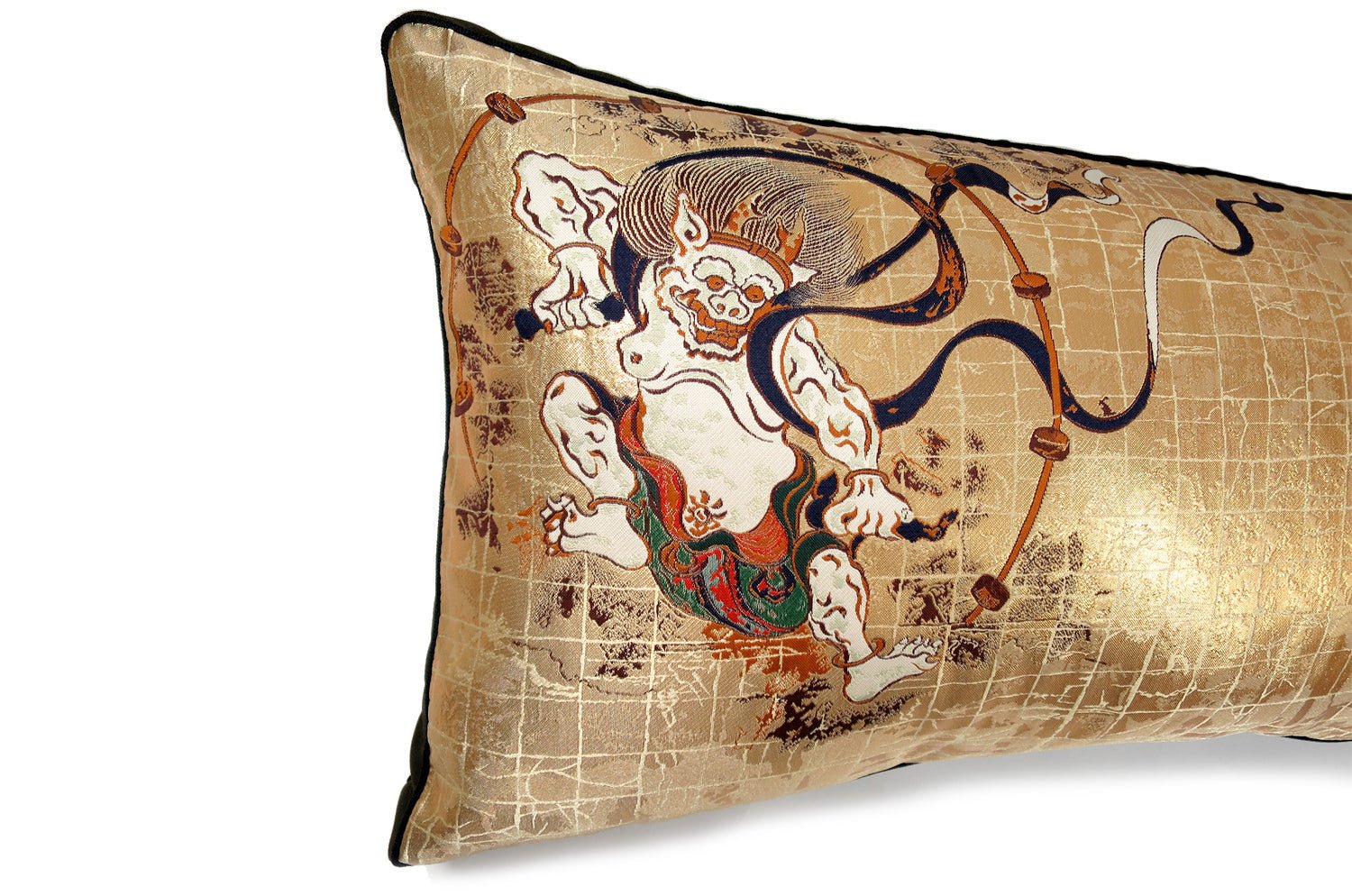 The Fujin Raijin 風神雷神図 西陣織 ビッグクッション 76×36×5cm 中材付 - HOUSE OF JAPAN Shop