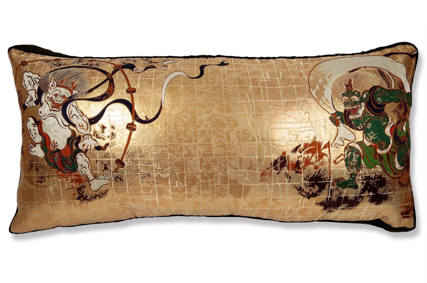 The Fujin Raijin 風神雷神図 西陣織 ビッグクッション 76×36×5cm 中材付 - HOUSE OF JAPAN Shop