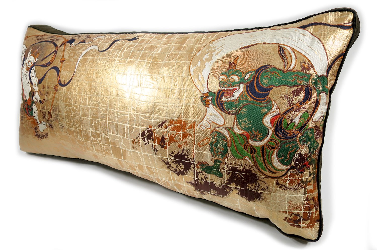 The Fujin Raijin 風神雷神図 西陣織 ビッグクッション 76×36×5cm 中材付 - HOUSE OF JAPAN Shop