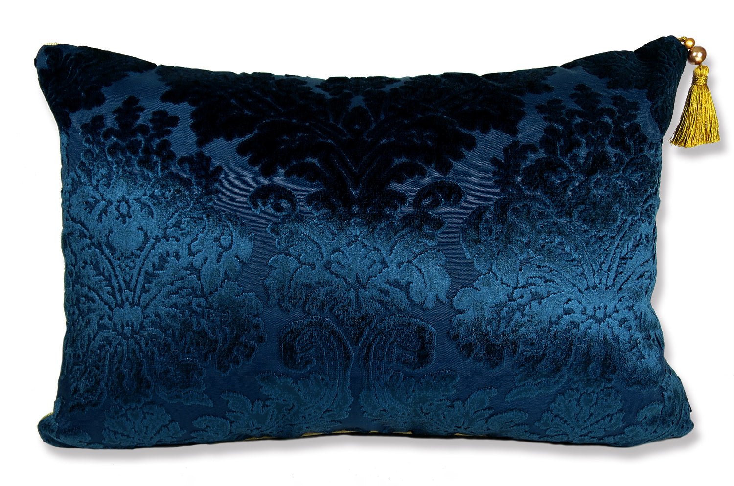 The Gosh ink ダマスク柄ベルベットタッセル付きクッションカバー ink 60×40cm 中材付 - HOUSE OF JAPAN Shop