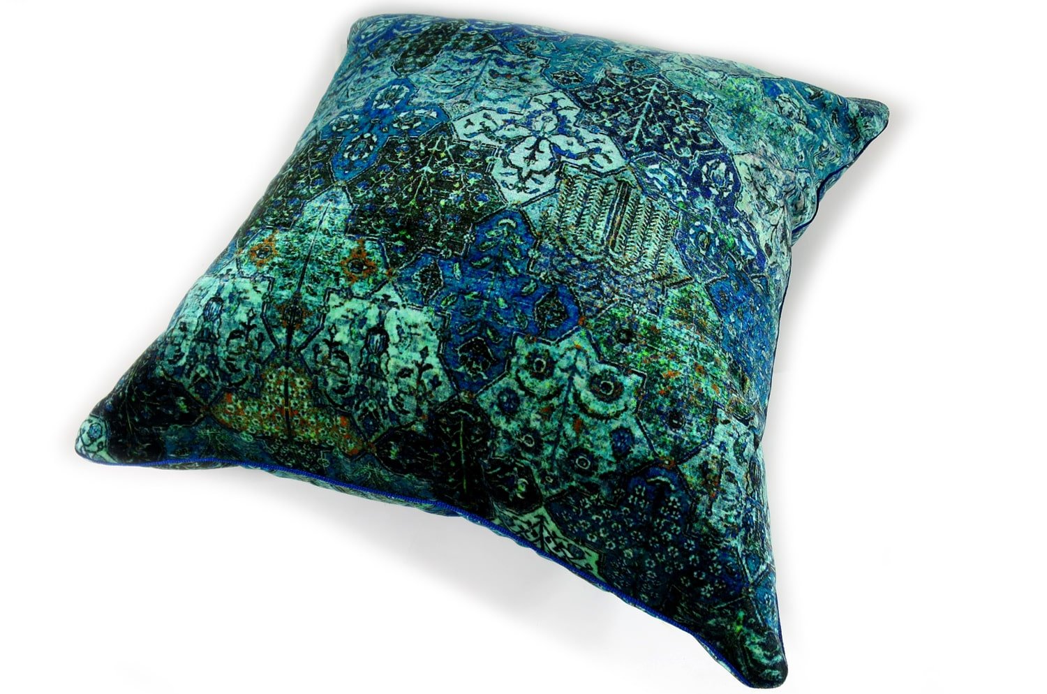 The GP&J BAKER ピーコックブルー ベルベットクッションカバー 50×50cm - HOUSE OF JAPAN Shop