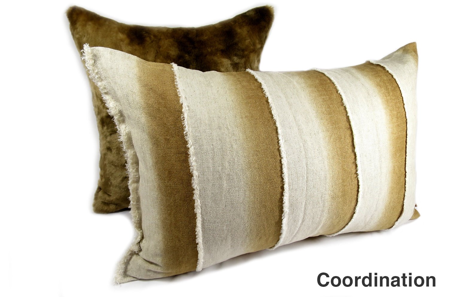 The Gradation Stripe グラデーションストライプ クッションカバー ブラウンベージュ 60×40cm 中材付 - HOUSE OF JAPAN Shop