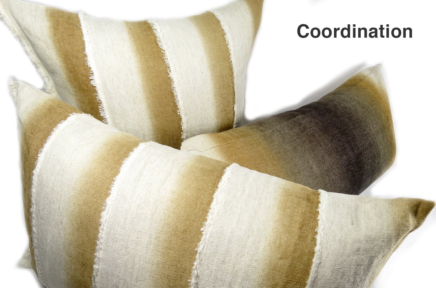 The Gradation Stripe グラデーションストライプ クッションカバー ブラウンベージュ 60×40cm 中材付 - HOUSE OF JAPAN Shop