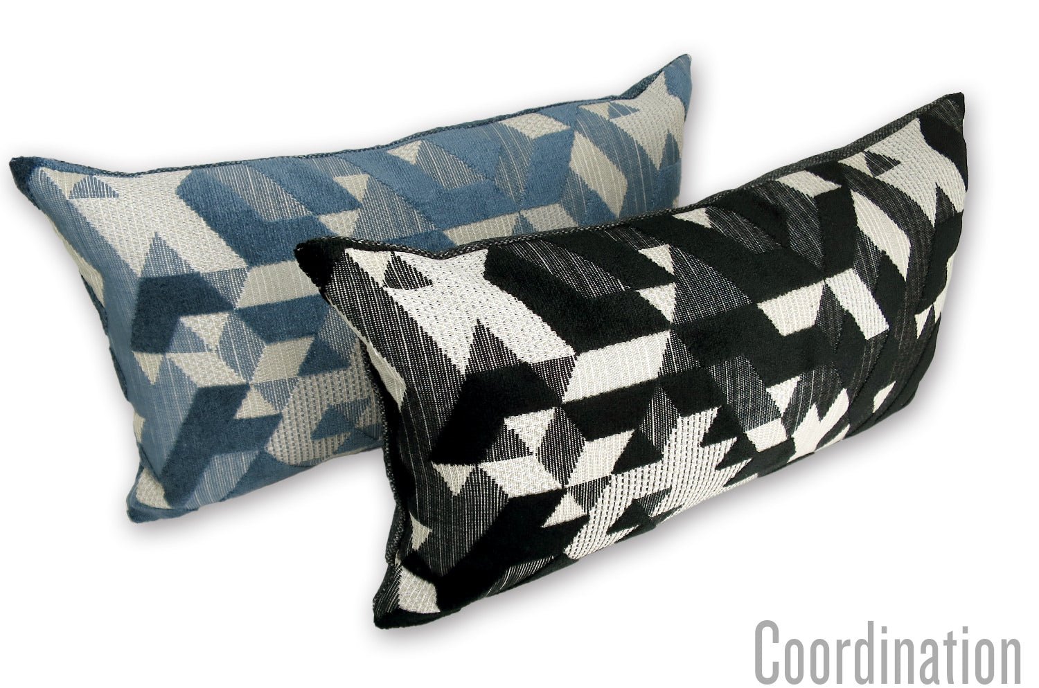 The GRAPHICS グラフィックス フレンチジャカードベルベット 横長クッション (グレーブルー) 50×28cm 中材付 - HOUSE OF JAPAN Shop