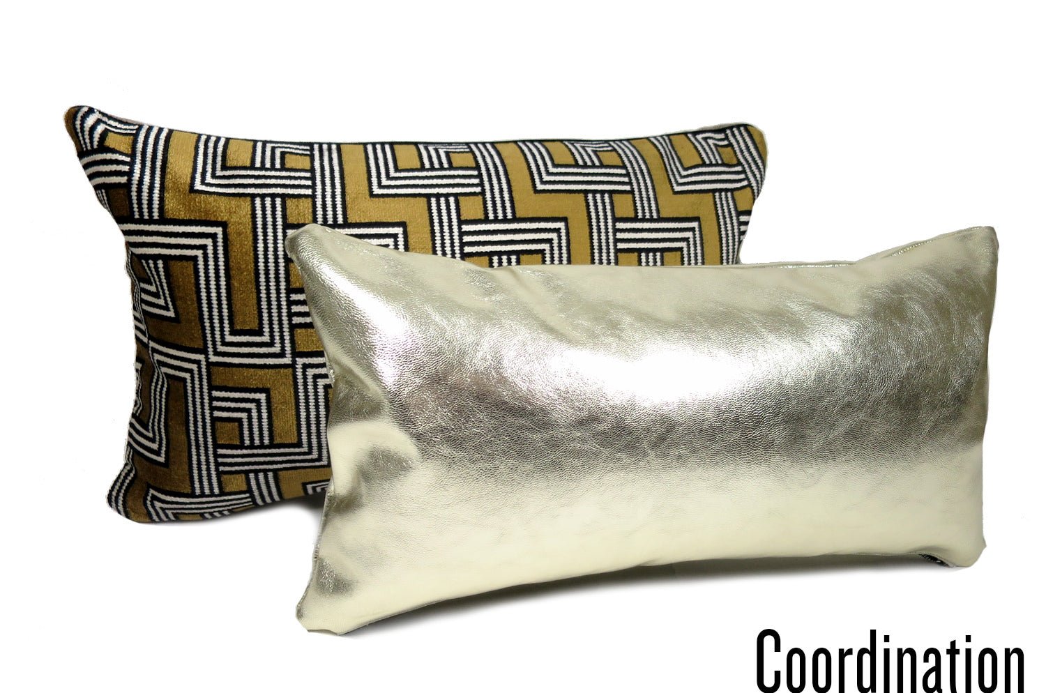 The HAKU ヤギ革クッション シャンパンゴールド箔×ラッカーニジップ 45×25cm 中材付 - HOUSE OF JAPAN Shop