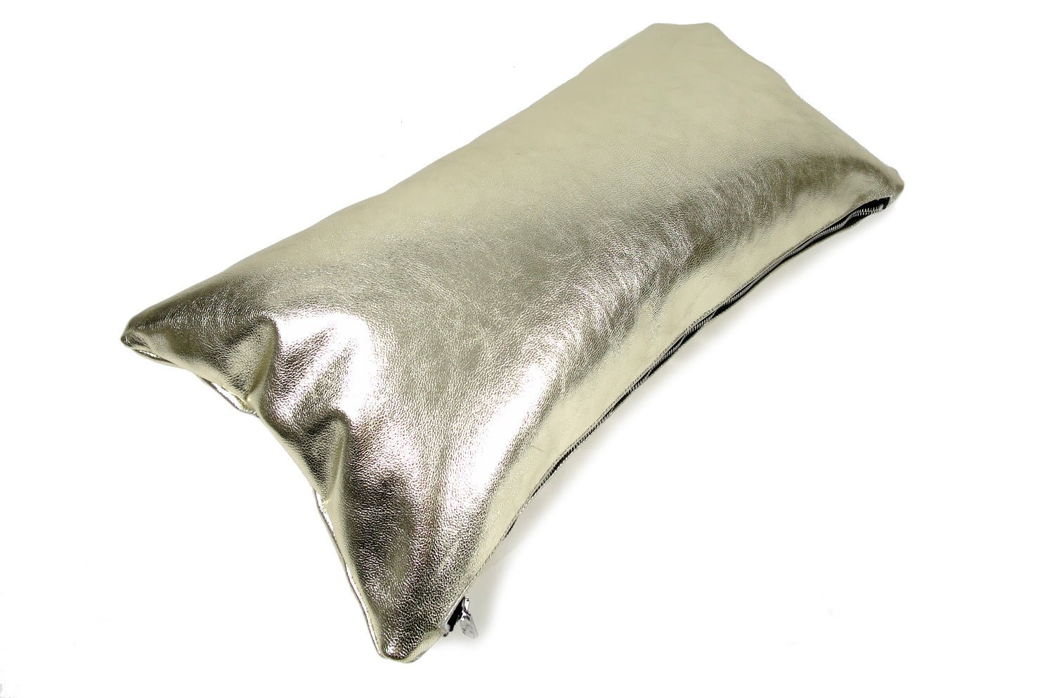 The HAKU ヤギ革クッション シャンパンゴールド箔×ラッカーニジップ 45×25cm 中材付 - HOUSE OF JAPAN Shop