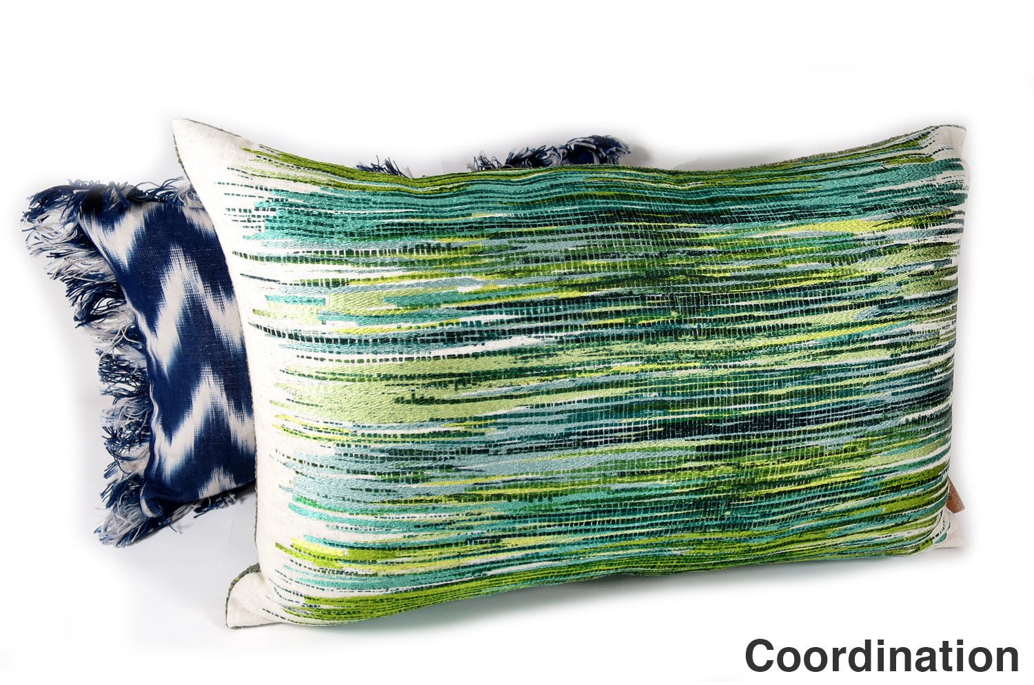 The Harlequin ハーレクイーン ライン クッション グリーンミックス 60×38cm 中材付 - HOUSE OF JAPAN Shop