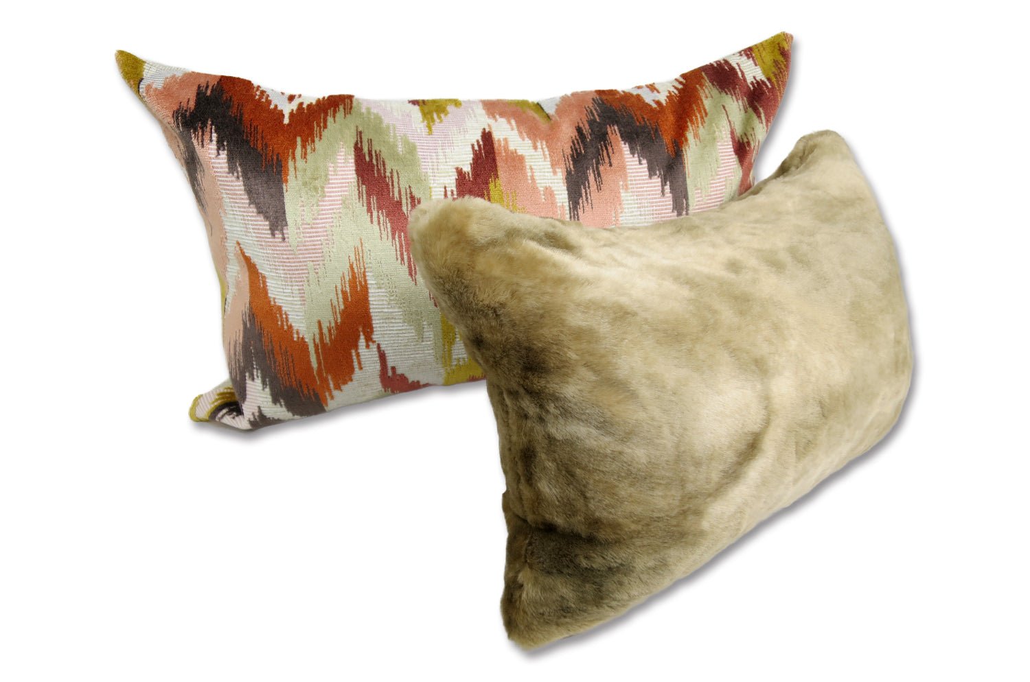 The Ikat Velours イカット調 ベルベットクッション (Terracotta) 65×40cm 中材付 - HOUSE OF JAPAN Shop