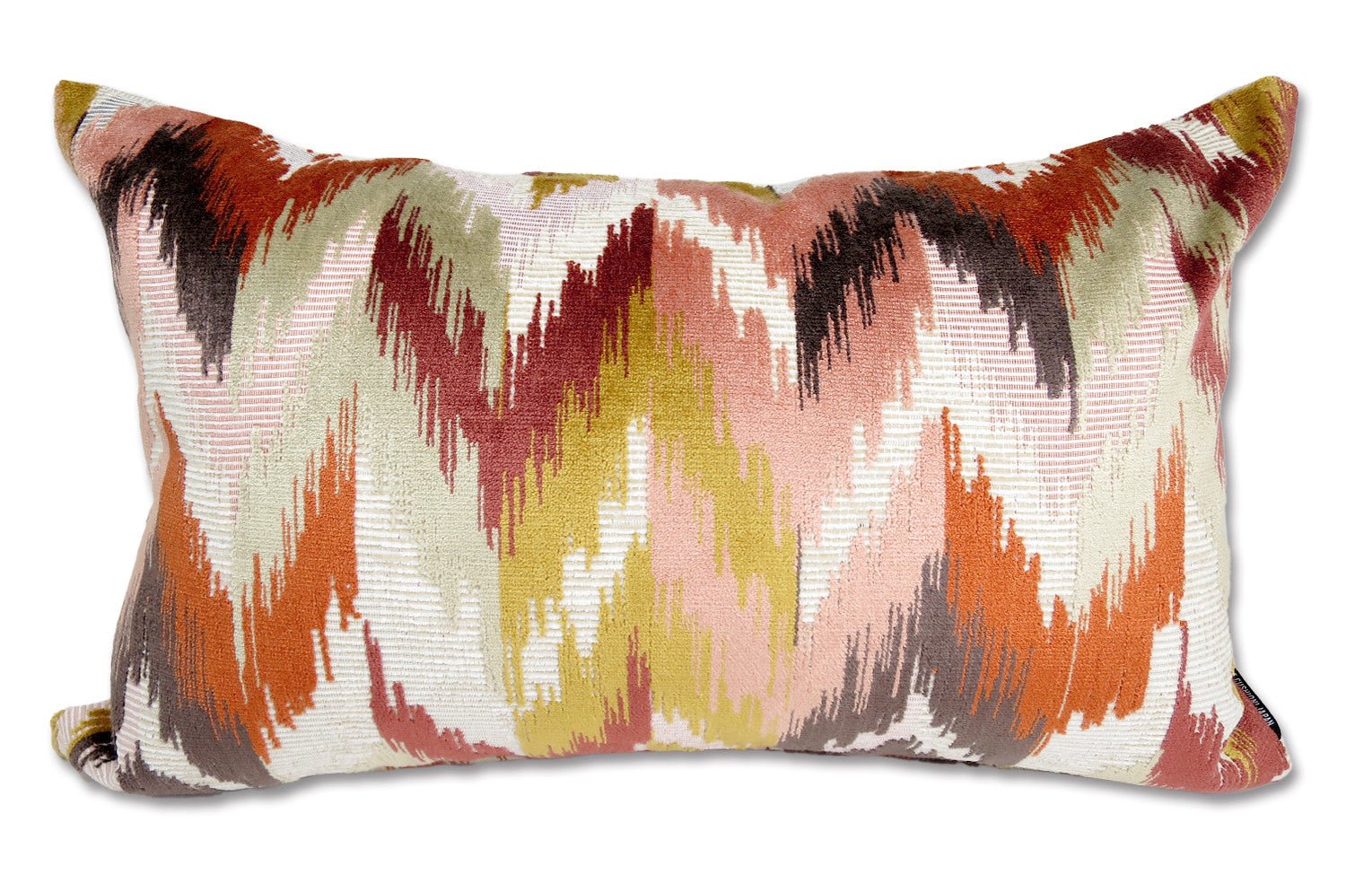 The Ikat Velours イカット調 ベルベットクッション (Terracotta) 65×40cm 中材付 - HOUSE OF JAPAN Shop