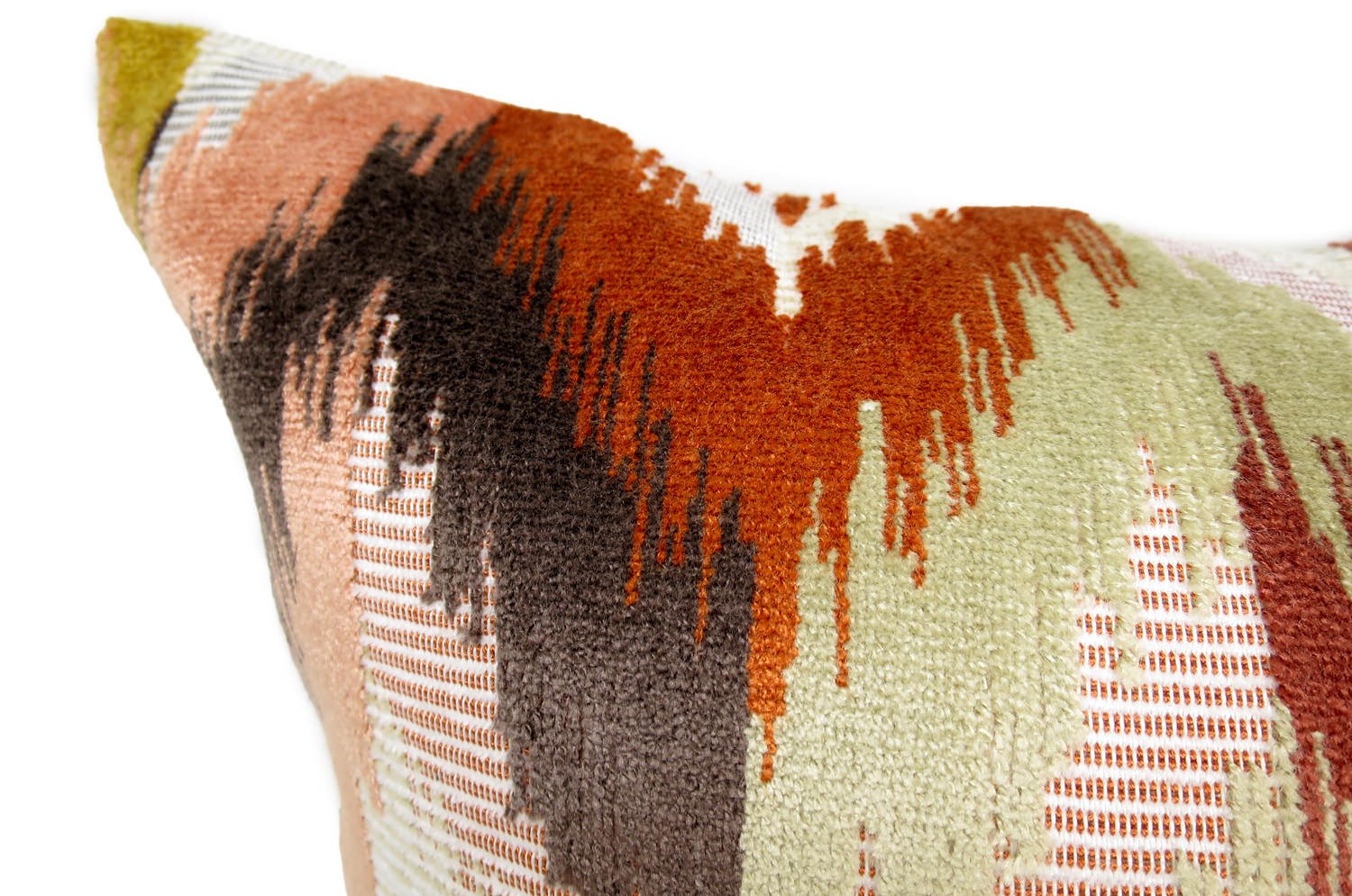 The Ikat Velours イカット調 ベルベットクッション (Terracotta) 65×40cm 中材付 - HOUSE OF JAPAN Shop