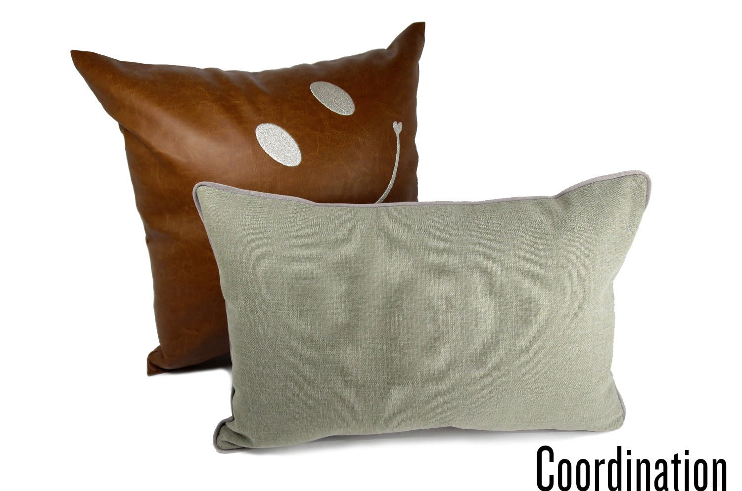 The Italy cotton イタリアブラッシュドコットン ベルベットパイピング クッション カーキグレー 45×30cm 中材付 - HOUSE OF JAPAN Shop