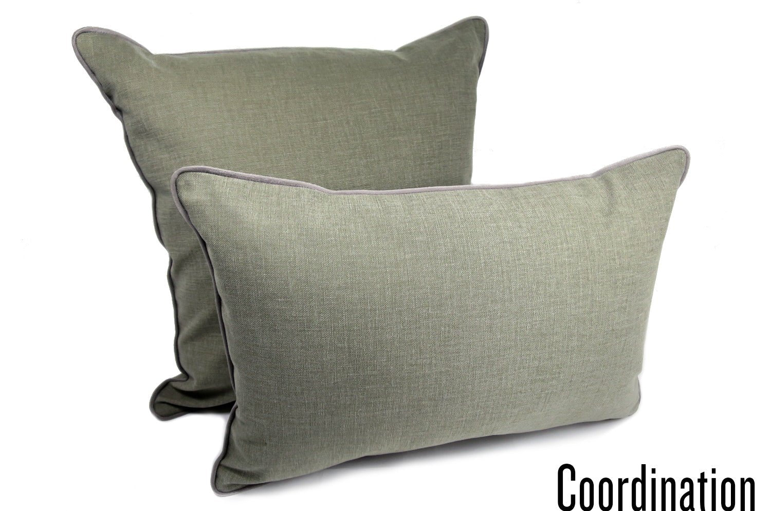 The Italy cotton イタリアブラッシュドコットン ベルベットパイピング クッション カーキグレー 45×30cm 中材付 - HOUSE OF JAPAN Shop