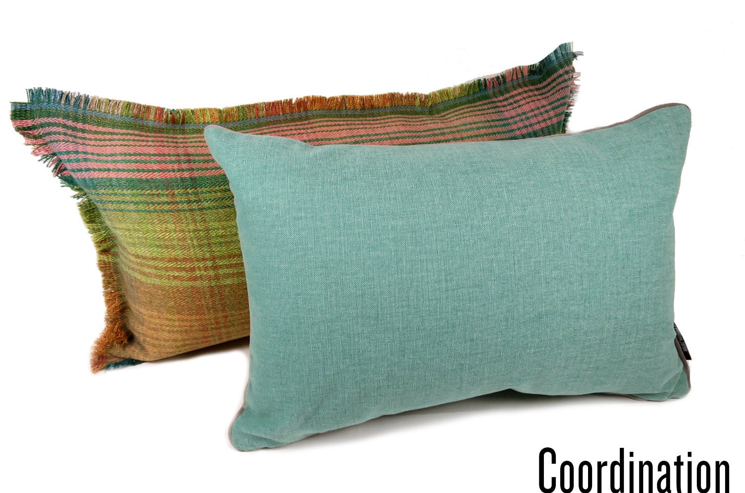 The Italy cotton イタリアブラッシュドコットン ベルベットパイピング クッション サックスブルー 45×30cm 中材付 - HOUSE OF JAPAN Shop