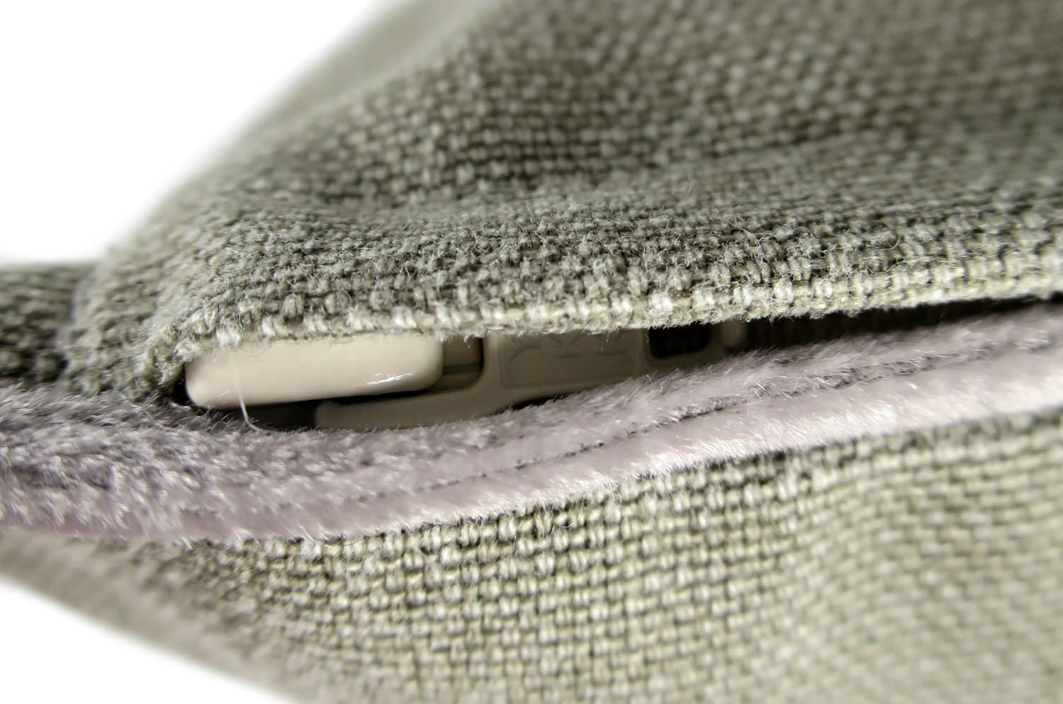 The Italy cotton イタリアブラッシュドコットン ベルベットパイピング クッション カーキグレー 45×30cm 中材付 - HOUSE OF JAPAN Shop