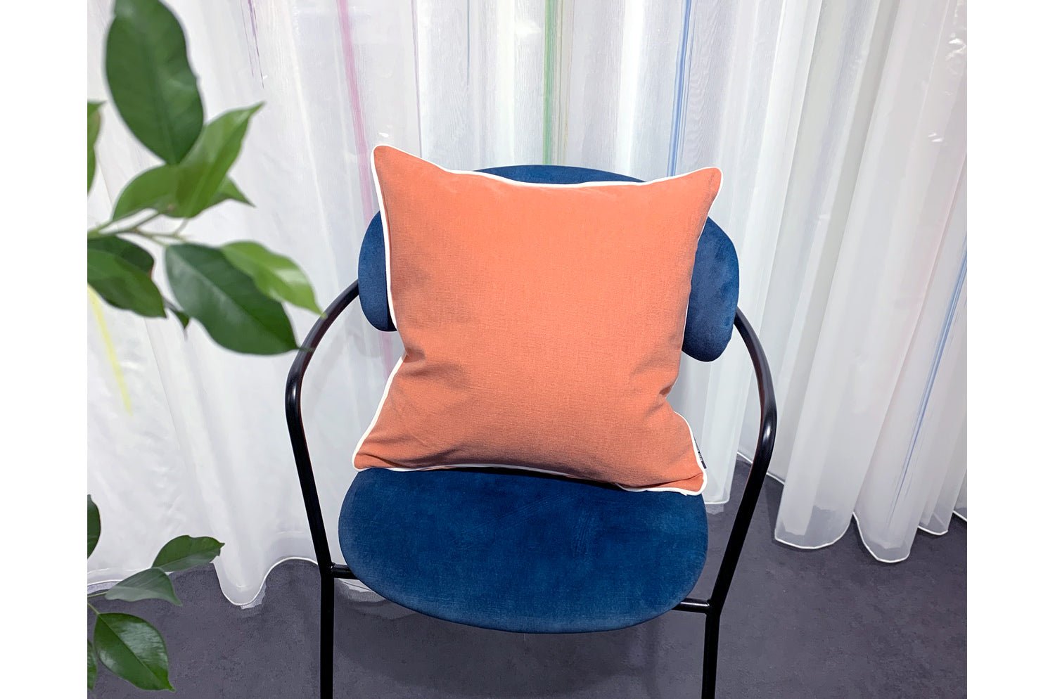 The Italy cotton イタリアブラッシュドコットン ベルベットパイピング クッションカバー キャロット 45×45cm - HOUSE OF JAPAN Shop