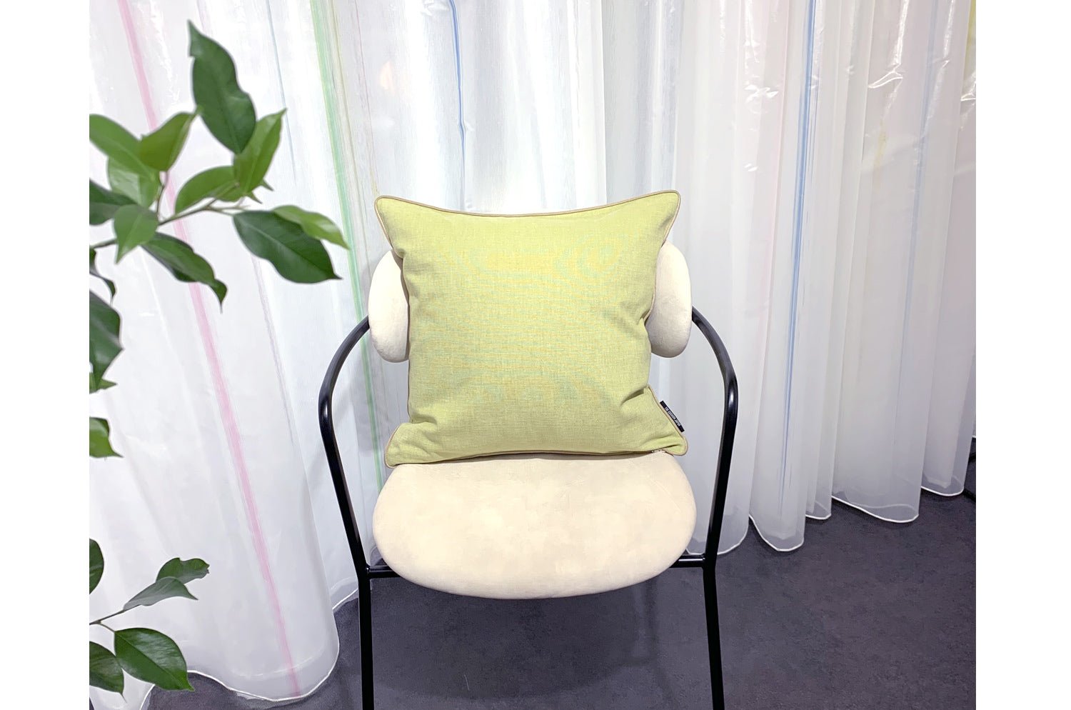 The Italy cotton イタリアブラッシュドコットン ベルベットパイピング クッションカバー グラスグリーン 45×45cm - HOUSE OF JAPAN Shop