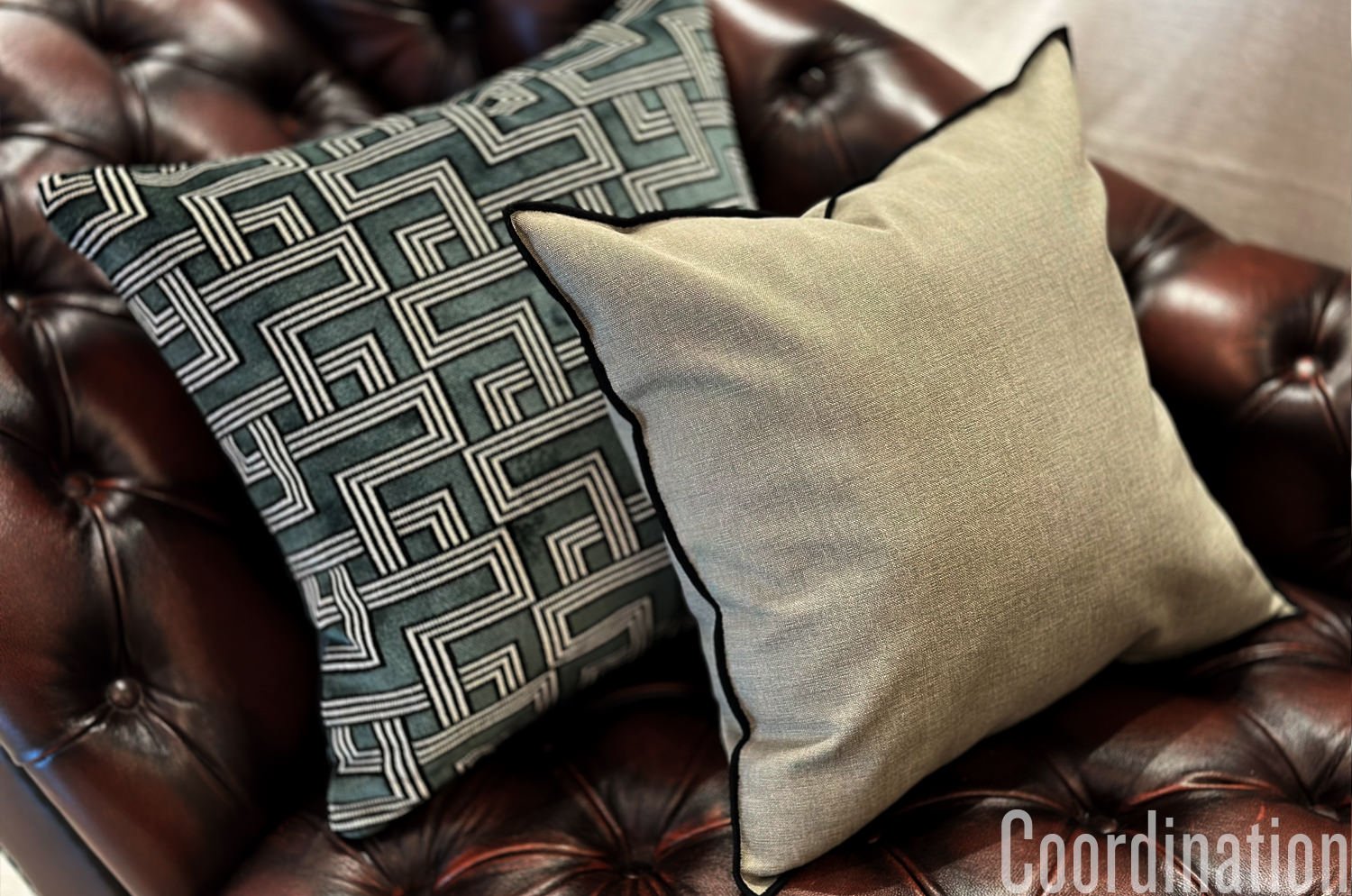 The Italy cotton イタリアブラッシュドコットン クッションカバー フレーム (カーキグレー) 45×45cm - HOUSE OF JAPAN Shop