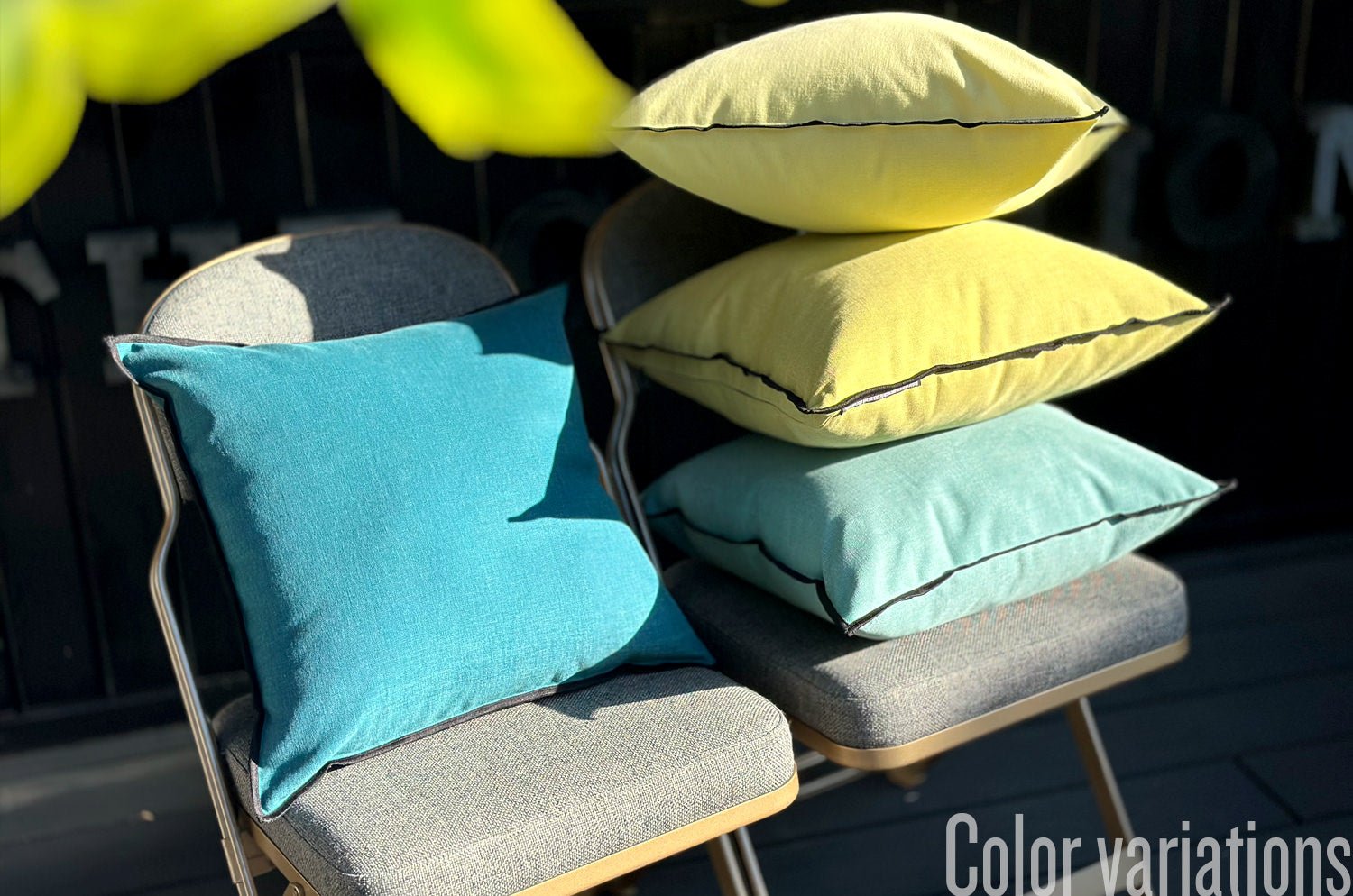 The Italy cotton イタリアブラッシュドコットン クッションカバー フレーム (チャコール) 45×45cm - HOUSE OF JAPAN Shop