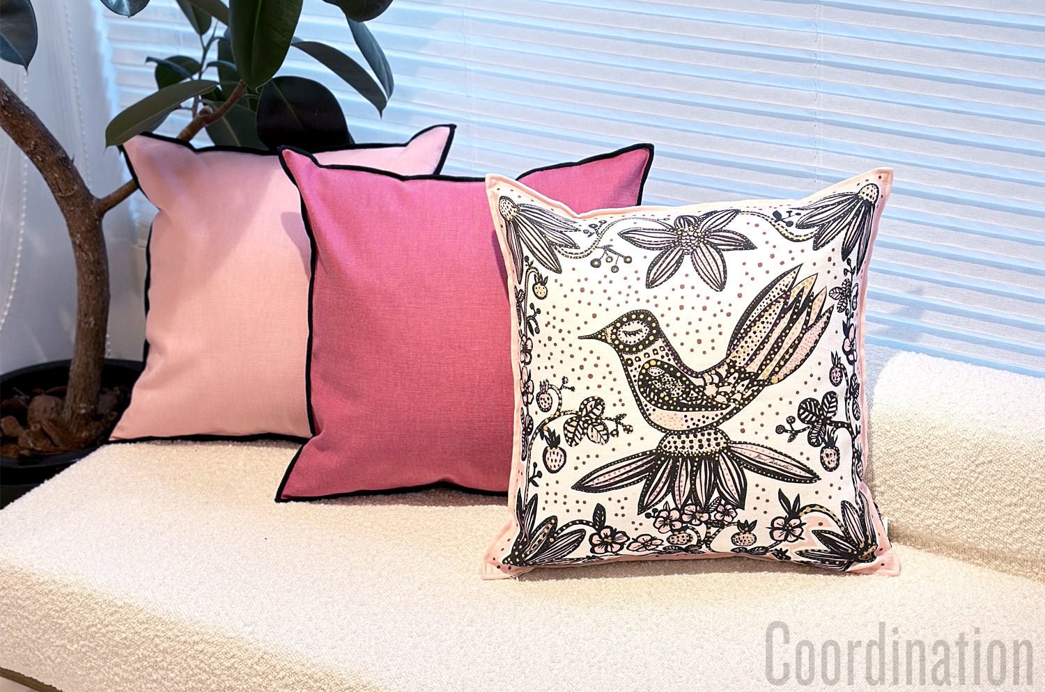 The Italy cotton イタリアブラッシュドコットン クッションカバー フレーム (ベニヒワ) 45×45cm - HOUSE OF JAPAN Shop