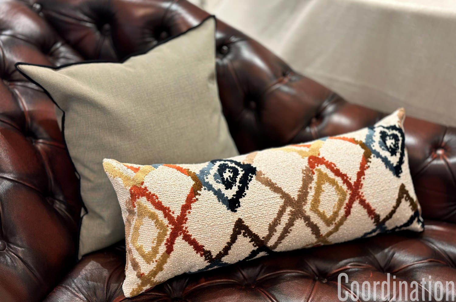 The Italy cotton イタリアブラッシュドコットン クッションカバー フレーム (カーキグレー) 45×45cm - HOUSE OF JAPAN Shop