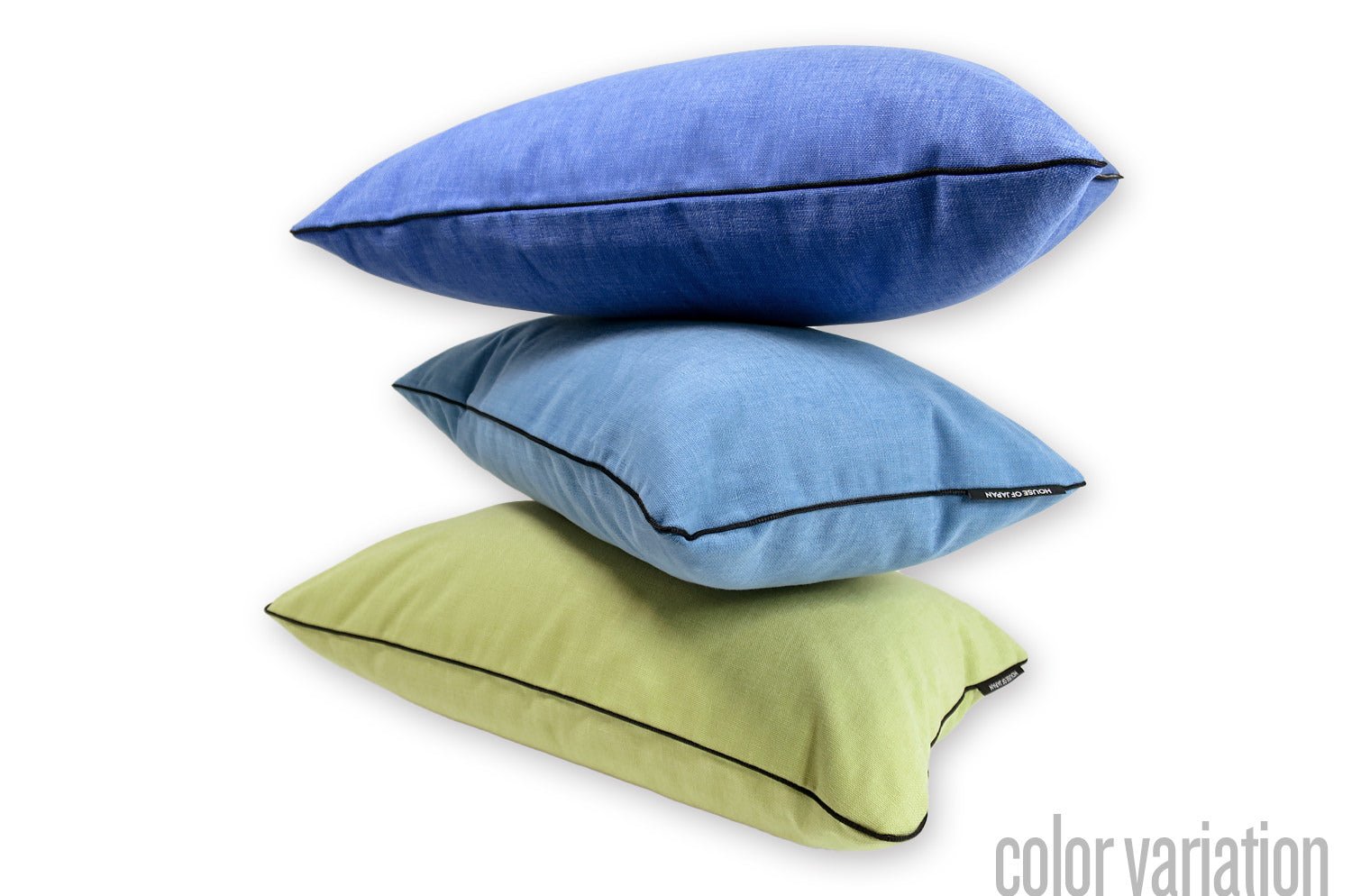 The Italy cotton イタリアブラッシュドコットン パイピング 横長クッション (コバルトブルー) 50×30cm 中材付 - HOUSE OF JAPAN Shop