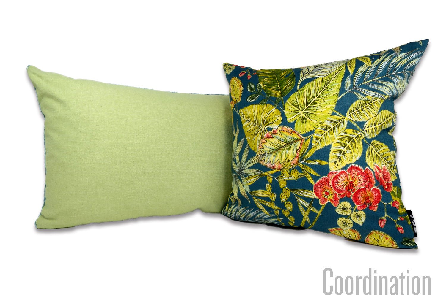 The Italy cotton イタリアブラッシュドコットン パイピングクッション グラスグリーン 60×40cm 中材付 - HOUSE OF JAPAN Shop