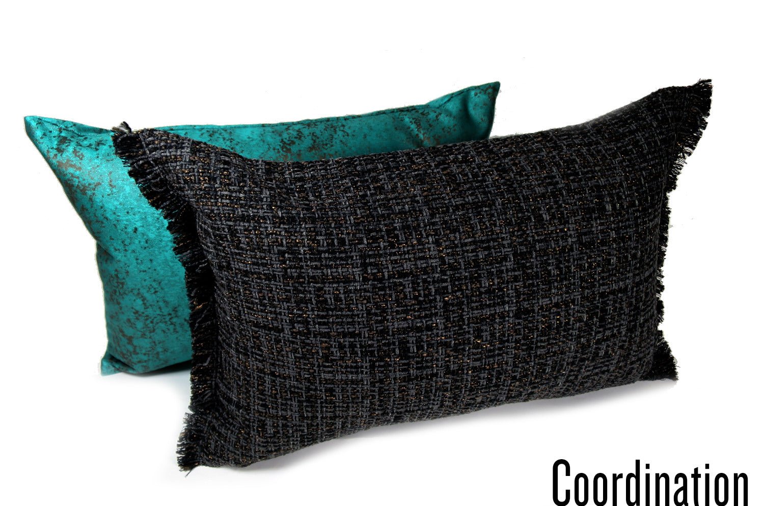 The Jacquard ジャカードフリンジクッション チャコール 45×30cm 中材付 - HOUSE OF JAPAN Shop