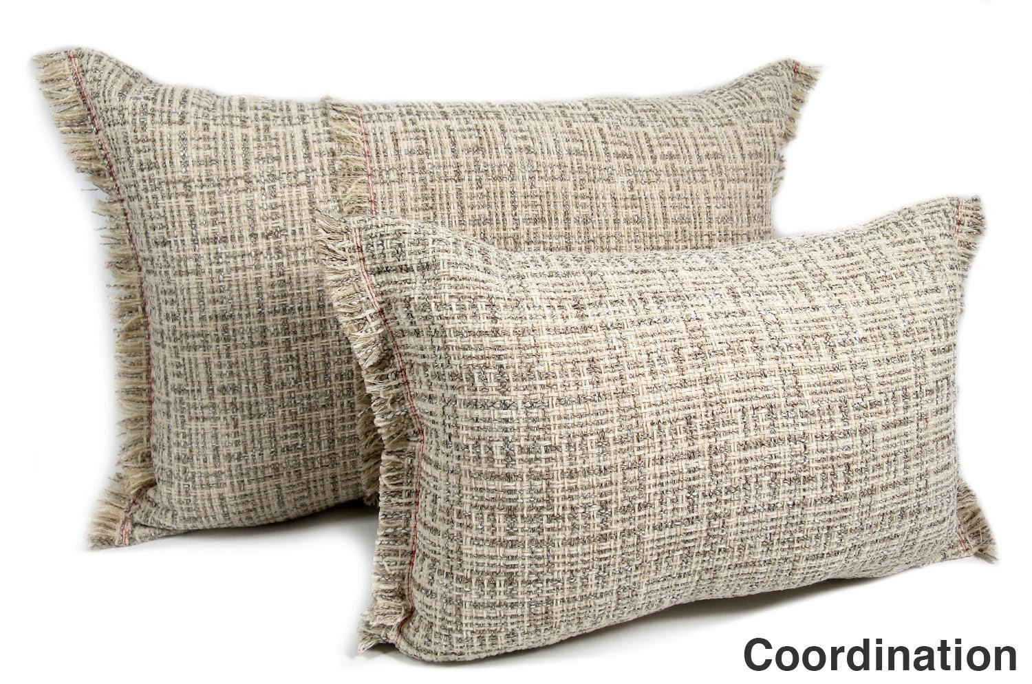 The Jacquard ジャカードフリンジクッション ベージュ 60(64)×40cm 中材付 - HOUSE OF JAPAN Shop