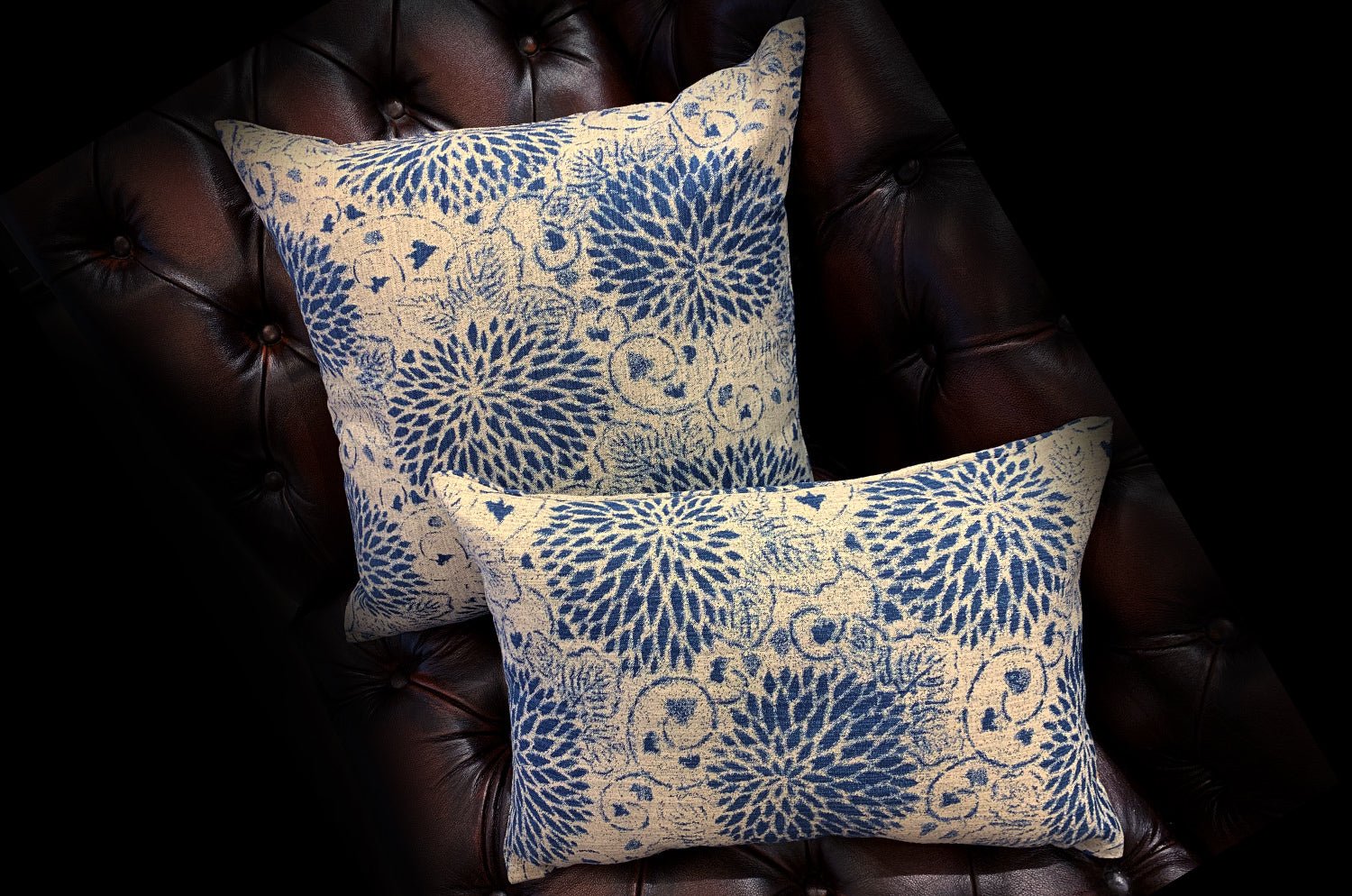 The KAIZU FLORAL - AGED PORCELAIN ラルフローレンファブリック クッションカバー 50×50cm - HOUSE OF JAPAN Shop